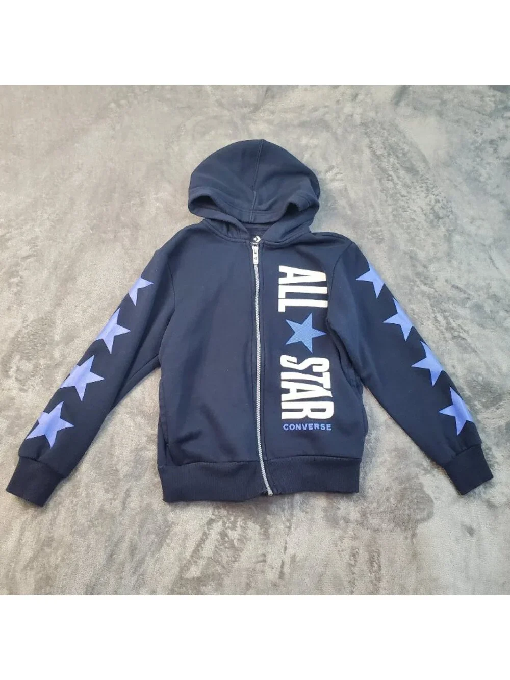 Converse Chuck Taylor Boys Blue Hoodie Full Zip M 10-12 All Star Logo Skater GUC